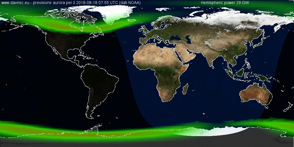 Prevedere l'aurora boreale, tempo reale