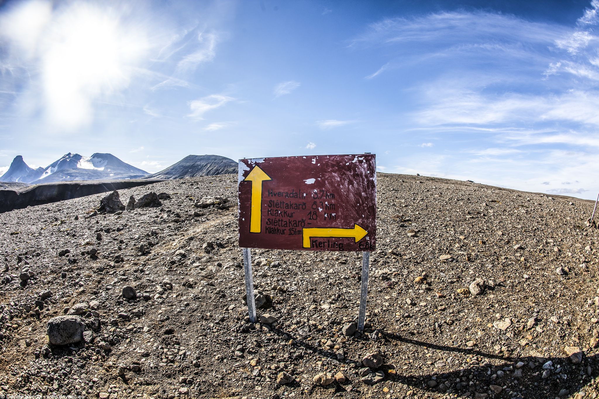 Indicazioni sul sentiero del Kerlingarfjöll
